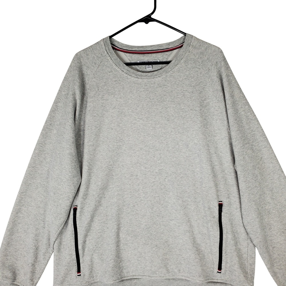 Tommy Hilfiger Sport Womens XL Gray Textured Raglan Crewneck Zip Sweatshirt